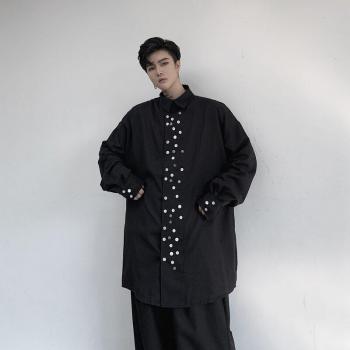 MIXCUBIC Korean Personality Casual Long Shirts for Men, Size M-XL