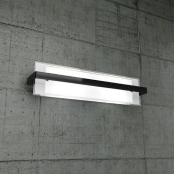 Applique Moderna Cross in Metallo Nero con 2 Luci E27 e Vetro