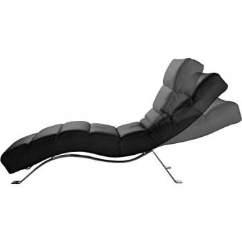Chaise longue réglable en cuir noir de luxe