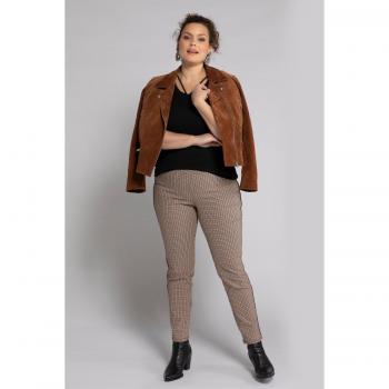 Pantaloni Comodi in Bengalina Sarah, Fantasia a Quadri, Beige, Donna, Poliestere/Viscosa