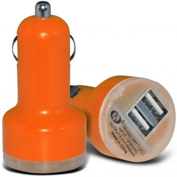 ZTE AXON MINI 12V Dual Port USB Car Wall Plug – Orange