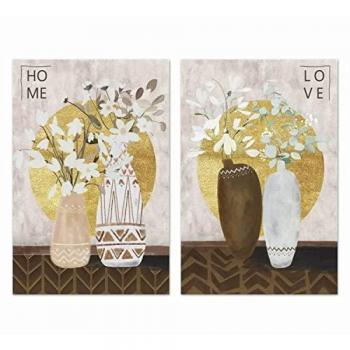 Pintura Pino a Cuadro de Tela DKD Home Decor 40 × 1,8 × 50 cm – Doble unidad