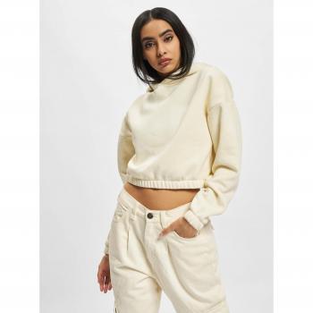 Dámská mikina s kapucí krátká oversized bílá