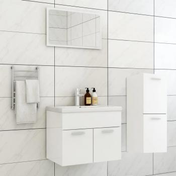 Badmöbel-Set Hochglanz-Weiß mit eleganten Griffen und Soft-Close-Funktion