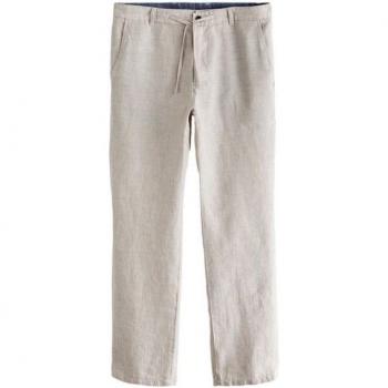 Light Grey Linen Drawstring Trousers for Men – Next Edition
