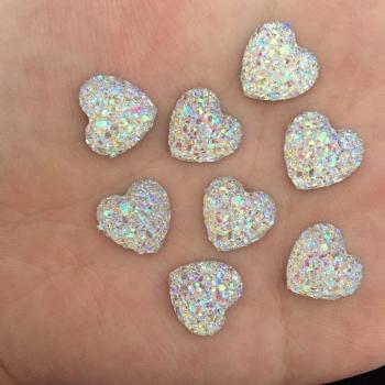 AB Resin 200PCS 12mm Bling Sweet Heart Flatback for Phone and Wedding