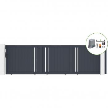 Portail motorisé Casanoov Giona 5 m × 142 cm gris anthracite aluminium avec motorisation TANKER C600