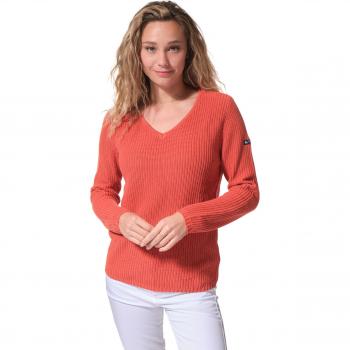 Pivoine Marine V-Cuello Suéter Femenino