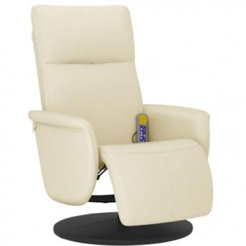 Cuero Sintético Cremoso Recliner con Masaje y Reposapiés Vidaxl