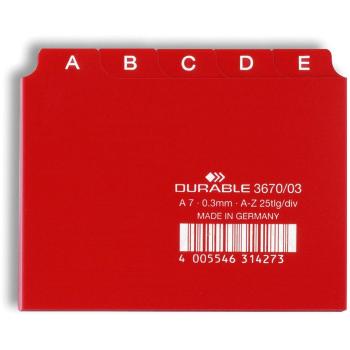 Intercalaires A-Z A7 rouge 25 pièces