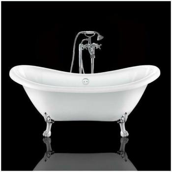 Vasca Darlington 175 cm, Freestanding, Bianco – Piedini Leone Riflettenti
