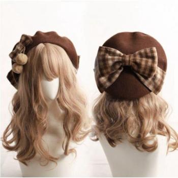 DIY Kawaii Beanie Hut, Lolita Stil, Süße Bowknot-Verzierung, Wärme im Herbst und Winter, Kopfbedeckung B1643
