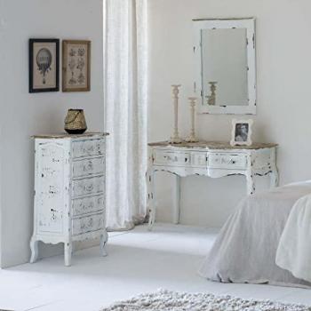 Console en Bois Laqué Blanc avec Tiroirs et Portes