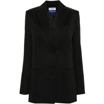 Off White, Blazers, female, Black, 2Xs, Black Embroidered Wool Jacket, Jackets