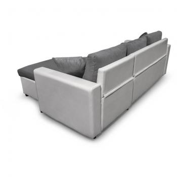 Canapé Convertible D'angle Réversible César 227cm Gris & Blanc