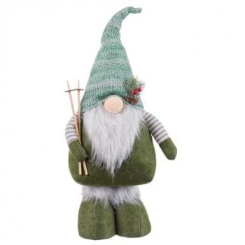 Jultomte med skidor 60 cm i grön dräkt