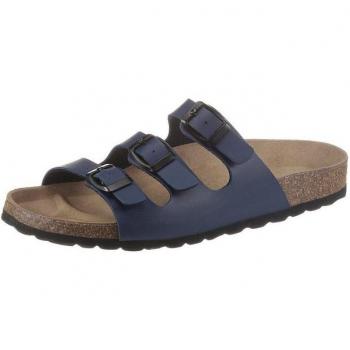 ANISTON Hausschuh Pantolette, Gr. 37, navy, mit Veloursleder-Fußbett