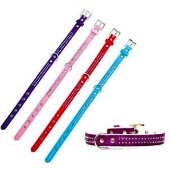 Freedog Collier Cuir Synthétique Rouge Étincelant