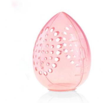 Contenedor para Esponja de Maquillaje Transparente, Caja de Viaje Rosa, Soporte Doble, Forma Ovalada, 1 Unidad