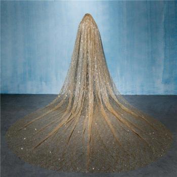 Velo de Boda de 3 Metros Bling Gold