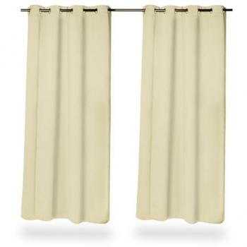 Set di Tende Opache Termiche, 245x135 cm, Beige, Occhielli