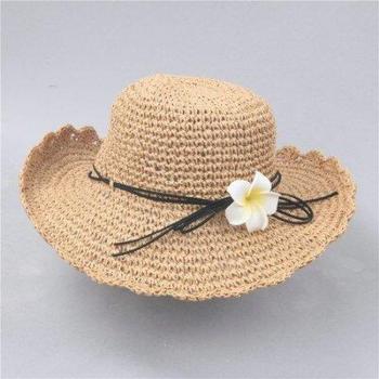 Casual Straw Hat with Wave Wing Design