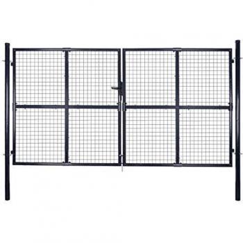 VidaXL 289x175 cm Grey Garden Gate in Galvanized Steel Mesh