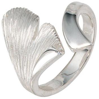 JOBO Damenring Ginkgo 925 Silber mattiert Handarbeit Größe 52