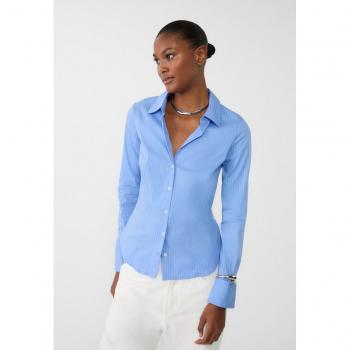 Stradivarius Camicia Celeste Righe Basic Fitted M