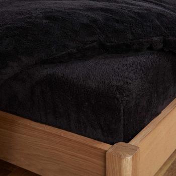 Snoozing Animals Cozy Fleece Bedding Set with 2 Pillowcases and 1 Fitted Sheet in Black (Single)