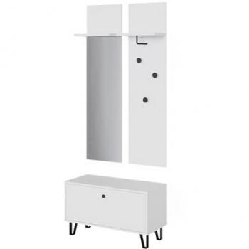 Vicco Armadio Bianco con Appendiabiti & Panca