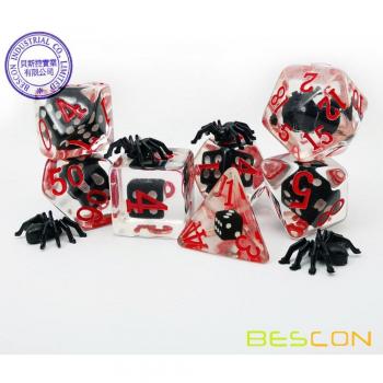 Dés RPG Bescon 7 pièces araignées noires