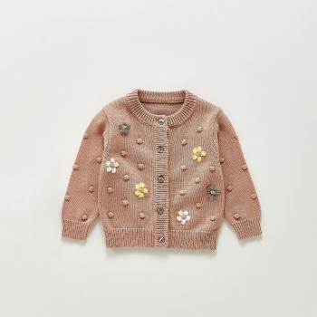 Chandail tricoté pour bébés filles, avec motif de fleurs