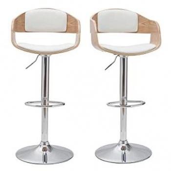 Sgabelli da bar in poliuretano bianco e legno chiaro (set di 2)