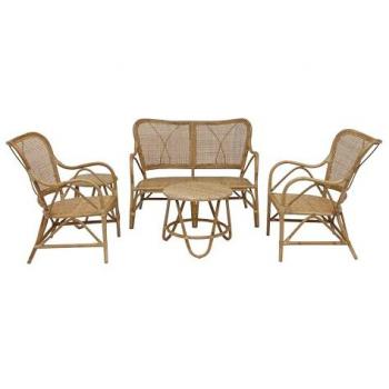 Conjunto de Jardín Chillvert Parma 4 Personas Ratán Natural y Mimbre