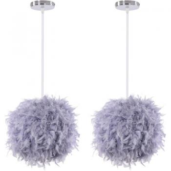 Suspension plume gris « Lumière satinée »