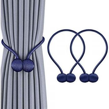 Yicswull Attache de Rideau Corde Magnétique Bleu Marine Paquet de 2
