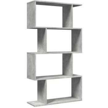 Concrete Grey Room Divider Bookcase 4-Tier 70x24x129 cm Engineered Wood