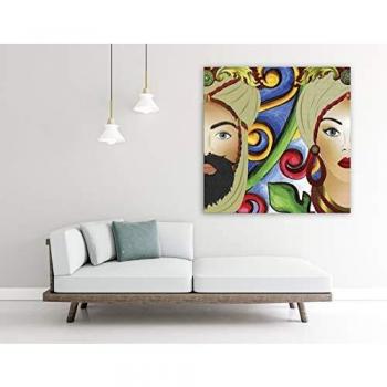Quadro Stampa su Tela, Teste di Moro. Design Siciliano, fine Art Made in Sicily. (100 x 100 cm.)