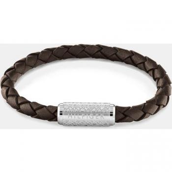 Tommy Hilfiger Brown Braided Leather Bracelet