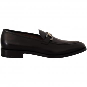 Salvatore Ferragamo Black Calf Leather Moccasin Formal Shoes