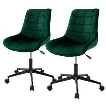 ML-DESIGN Polsterstuhl Set 2 Stück, auf Rollen, Grün mit Samtbezug und Metallrahmen