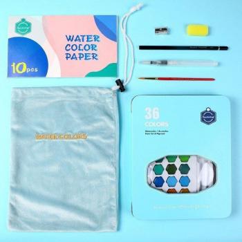 36 Colors Watercolor Paints with Brush Pen for Travel