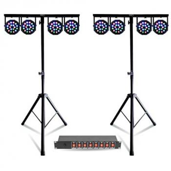 Éclairage Dynamiq 2‑Pieds – 8 projecteurs RGB pour événements