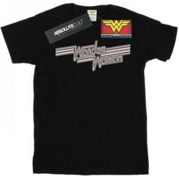 DC Comics Women's Wonder Woman Lines Logo Boyfriend T-Shirt M black