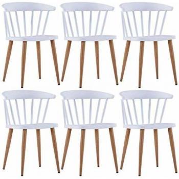 Sedia da pranzo in plastica bianca 6 pz