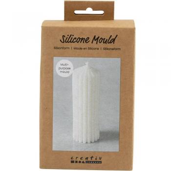 Silikon Gießform geribbelter Zylinder, H: 12 cm, D: 4 cm