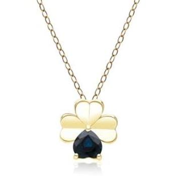 Sapphire Clover Gardenia Pendant, 9ct Yellow Gold – Elegant Length