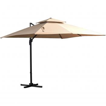 Parasol de Aluminio Outsunny 360° con 6 Posiciones y Base Incluida