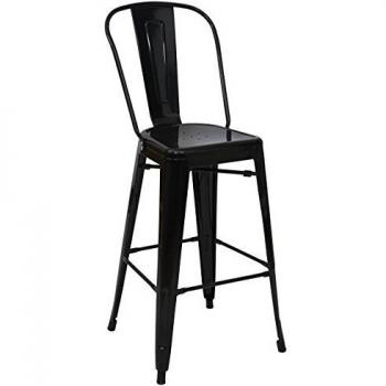 Mendler Barhocker HWC-A73, Barstuhl Tresenhocker mit Lehne, Metall Industriedesign